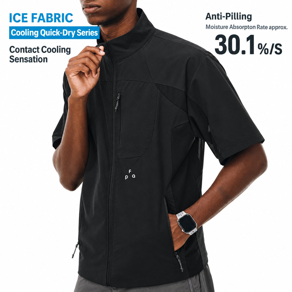 FPA Cool-Touch Breathable Stand Collar Multi-Pocket Short-Sleeve Shirt Summer Chinese Trend Outdoor Sports Quick-Dry Half-Sleeve Shirt