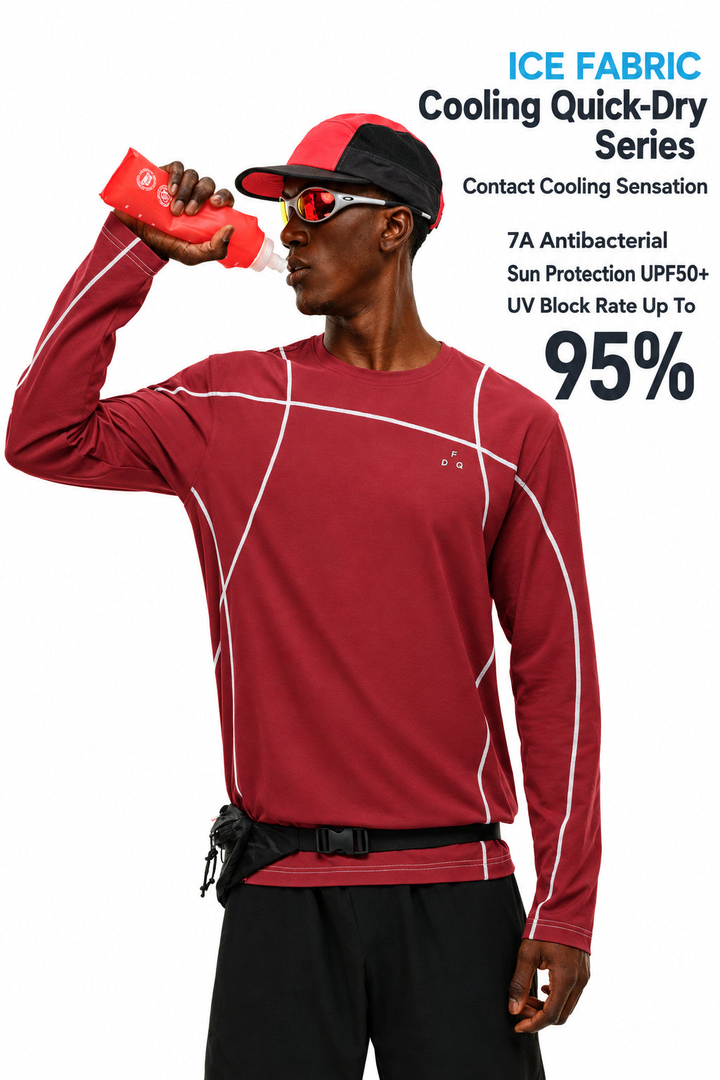 FPA Cool-Touch Quick-Dry 7A Antibacterial Dopamine Long-Sleeve Tee for Outdoor Sports, Minimalist Design, Round Neck, Spring Men's T-Shirt
