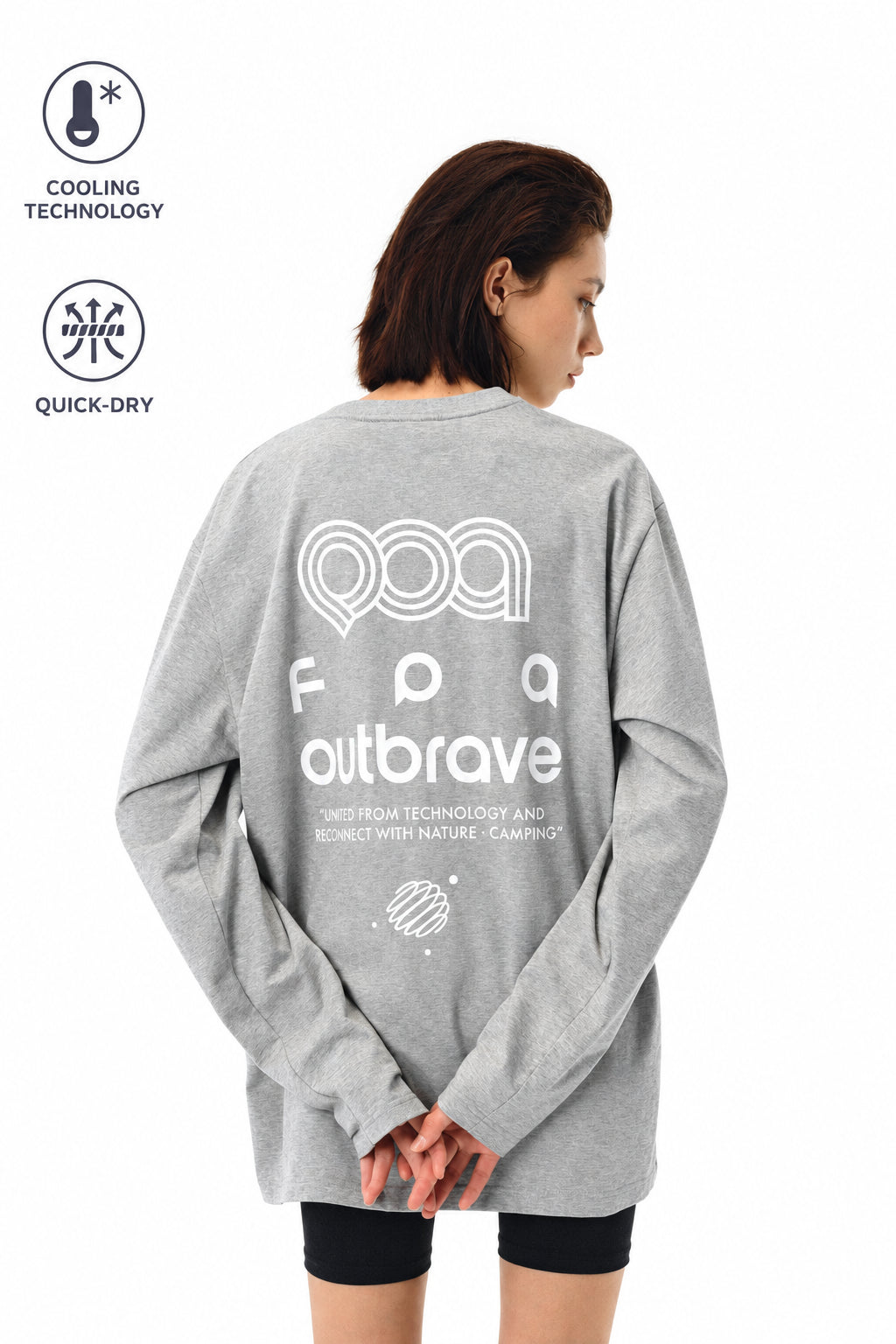 FPA Ice-Feel Quick-Dry Printed Lightweight Long-Sleeve T-Shirt – Spring/Summer Chinese Streetwear Trend, Loose-Fit Couple Style in Gray