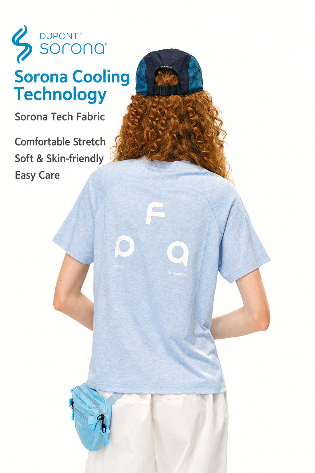 FPA Sorona Antibacterial Yarn Logo Short Sleeve T-Shirt, Summer Casual Cropped Round Neck Tee for Women