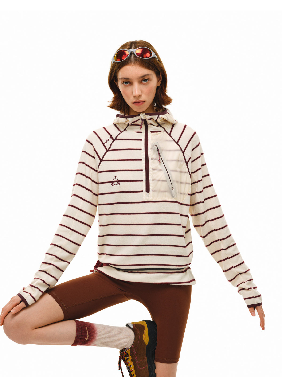 FPA Striped Patchwork Hoodie 2026 New Spring Sports Contrast Color Half-Zip Couple Hooded Sweatshirt