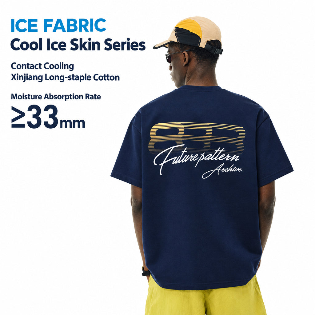 FPA Cool-Touch Long-Staple Cotton Gradient Logo T-Shirt – Summer Heavyweight Loose Fit Unisex Streetwear Tee