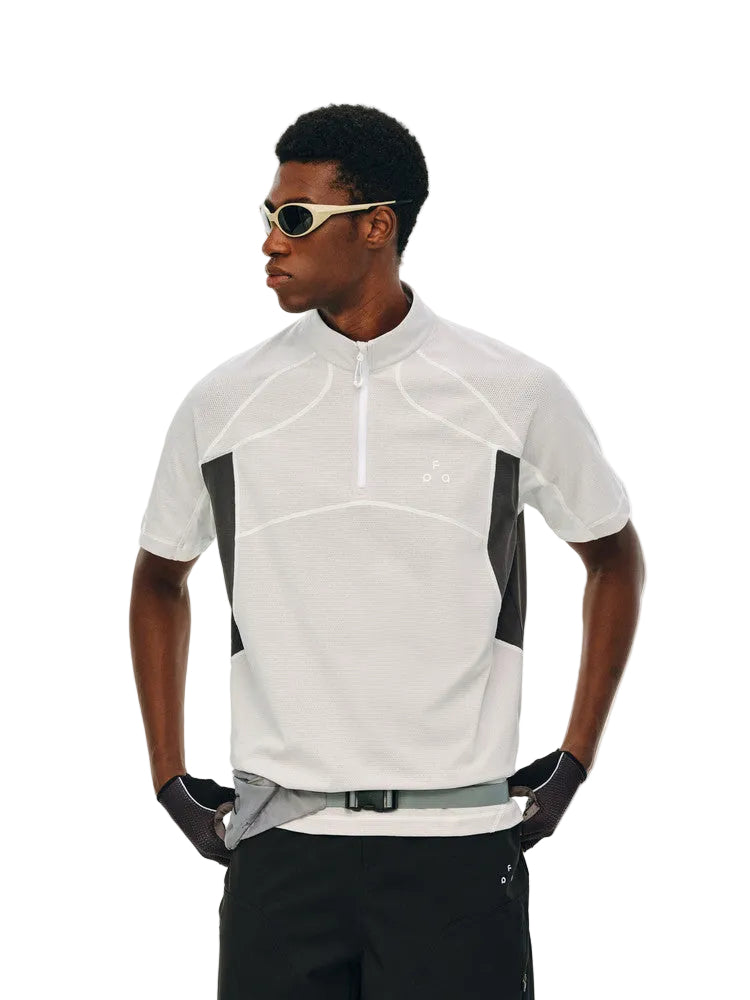 FPA7A Antibacterial Cycling Mesh Breathable Sports Contrast Stitch Short Sleeve Quick-Dry Cool Touch T-Shirt for Men