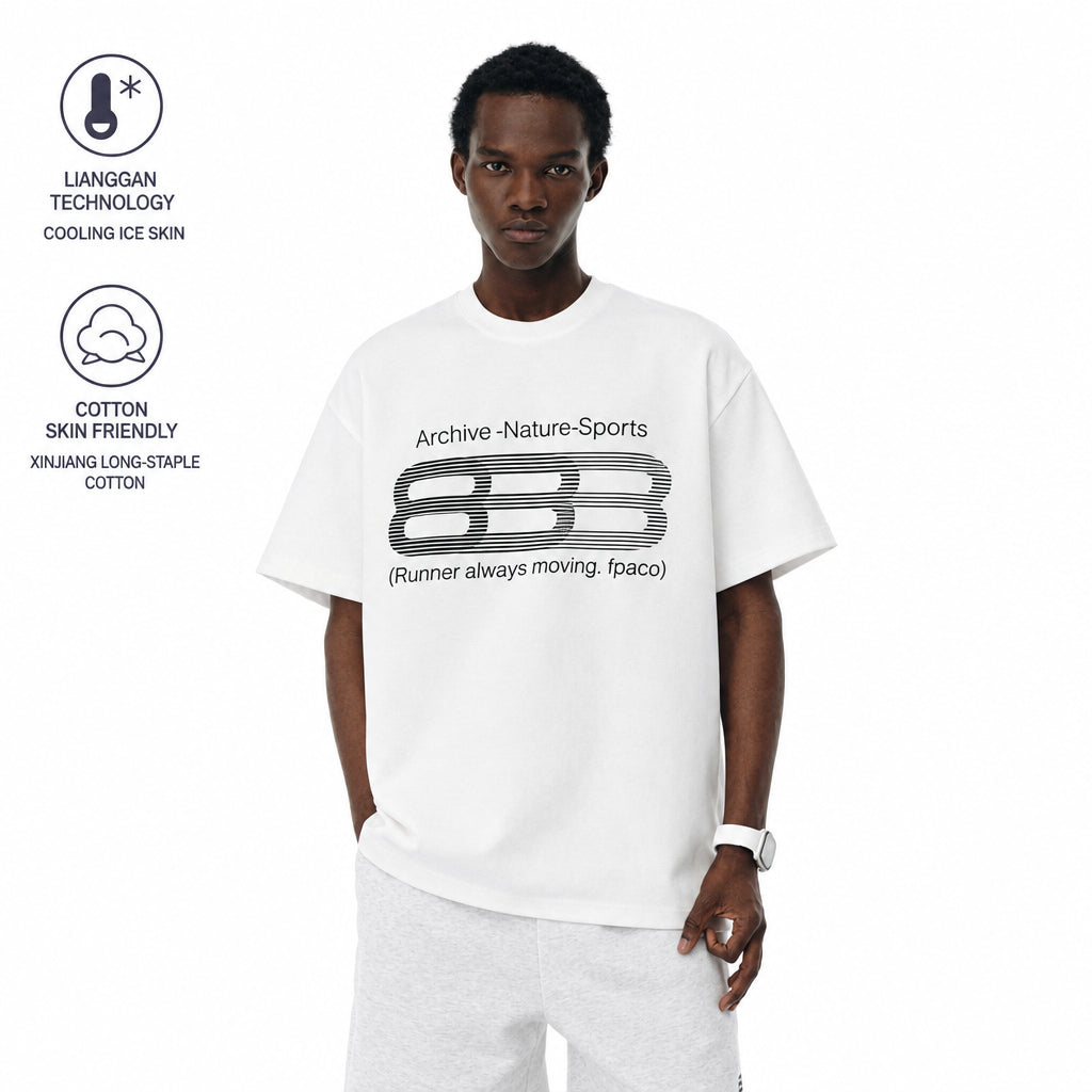 FPA Ice-Skin Cool-Touch Long-Staple Cotton Graphic Short Sleeve T-Shirt – Chinese Streetwear Trendy Loose Round Neck Casual Couple Tee