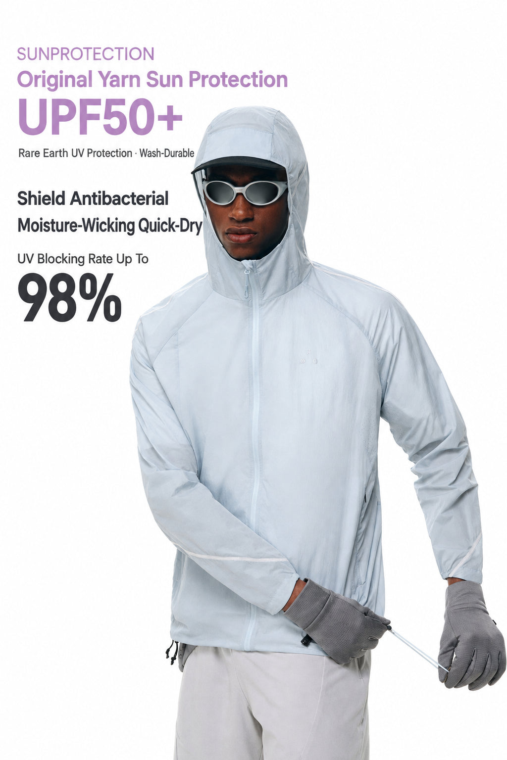 FPA Original Yarn Sun-Protective Anti-UV Breathable Jacket, Summer Outdoor Sports Hooded Lightweight Unisex Sun Protection Coat