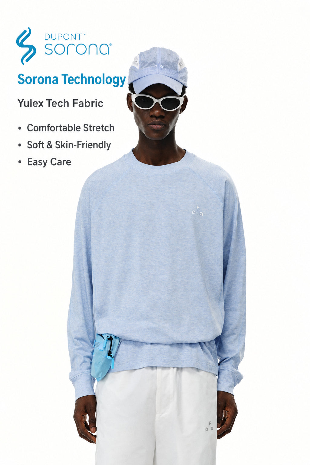 FPA Sorona Antibacterial Yarn-Dyed Logo Long-Sleeve T-Shirt - Chinese Streetwear Casual Loose Round Neck Couple Tee