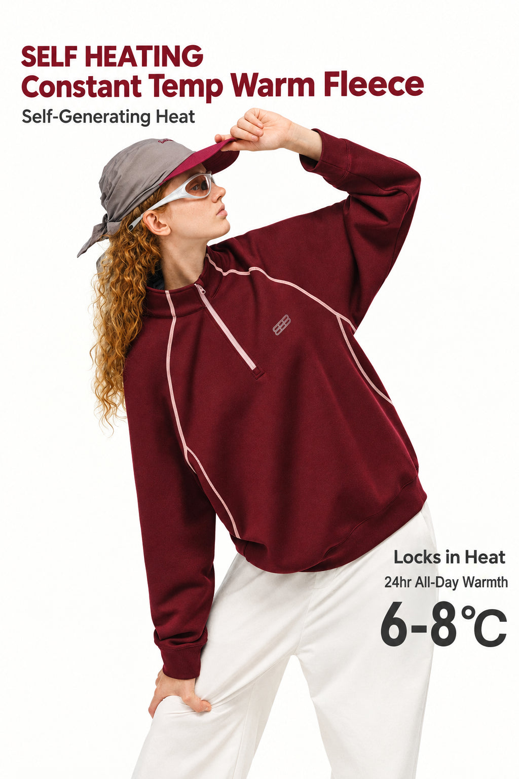 FPA Half-High Collar Thermal Air Layer Sweatshirt for Couples, Spring/Fall Half-Zip Heavyweight Pullover