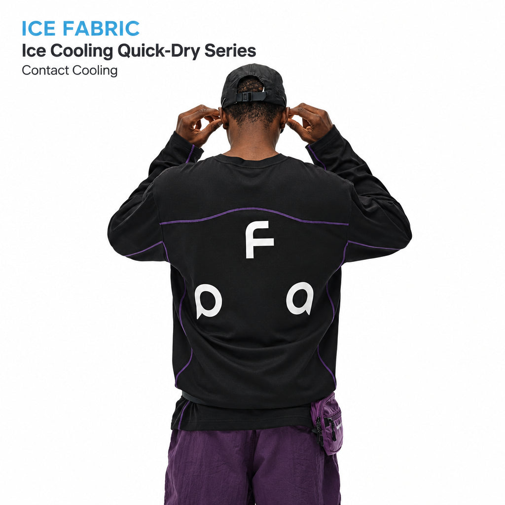 FPA Triangle Logo Color-Block Long Sleeve Tee for Spring/Autumn Outdoor Quick-Dry Basic Round Neck Casual Couple T-Shirt