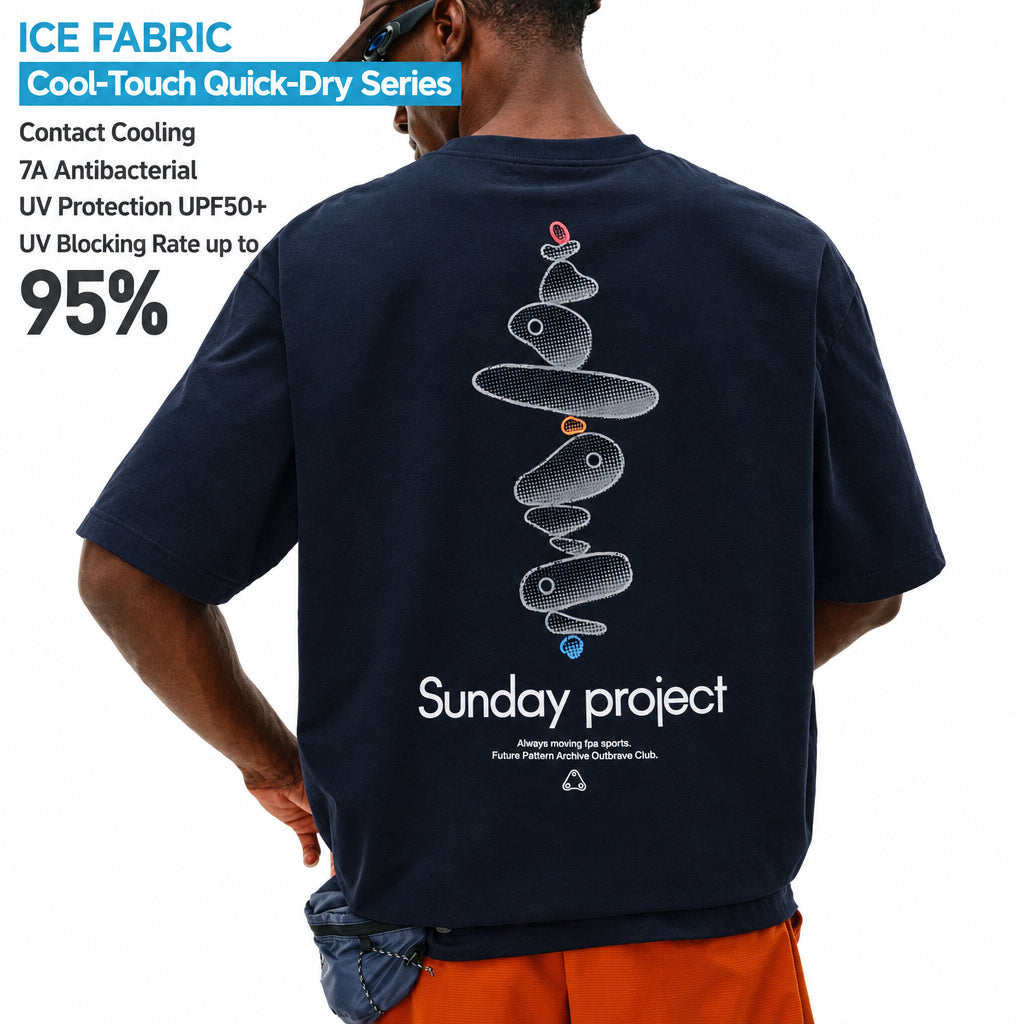 FPA Cool-Touch Moisture-Wicking 7A Antibacterial Outdoor Sports T-Shirt Summer Crew Neck Rock Print Couple Short Sleeve