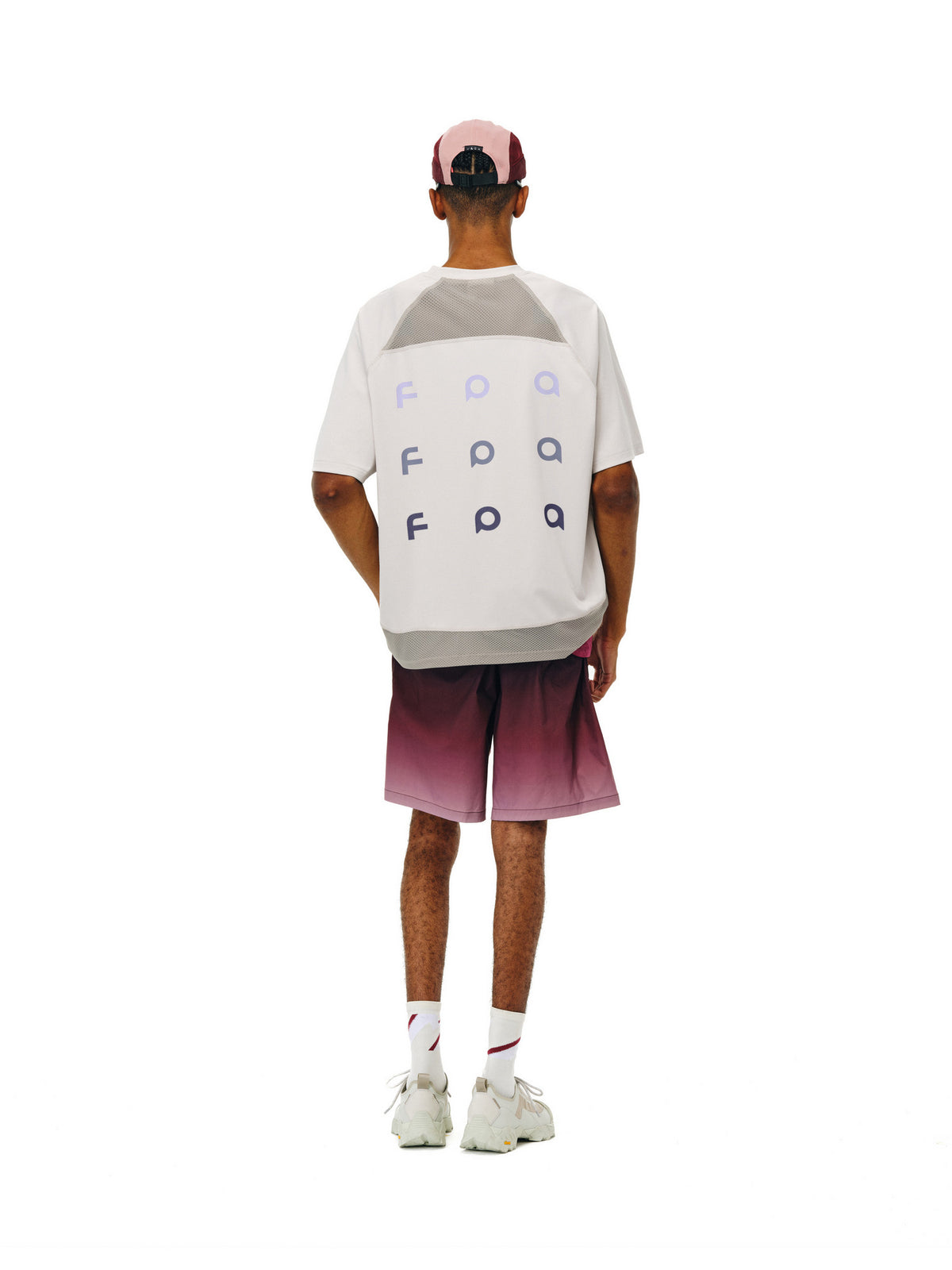 FPA Gradient Logo Textured Patchwork Short Sleeve T-Shirt – Summer Outdoor Quick-Dry Cooling Unisex Loose Fit Couple Tee
