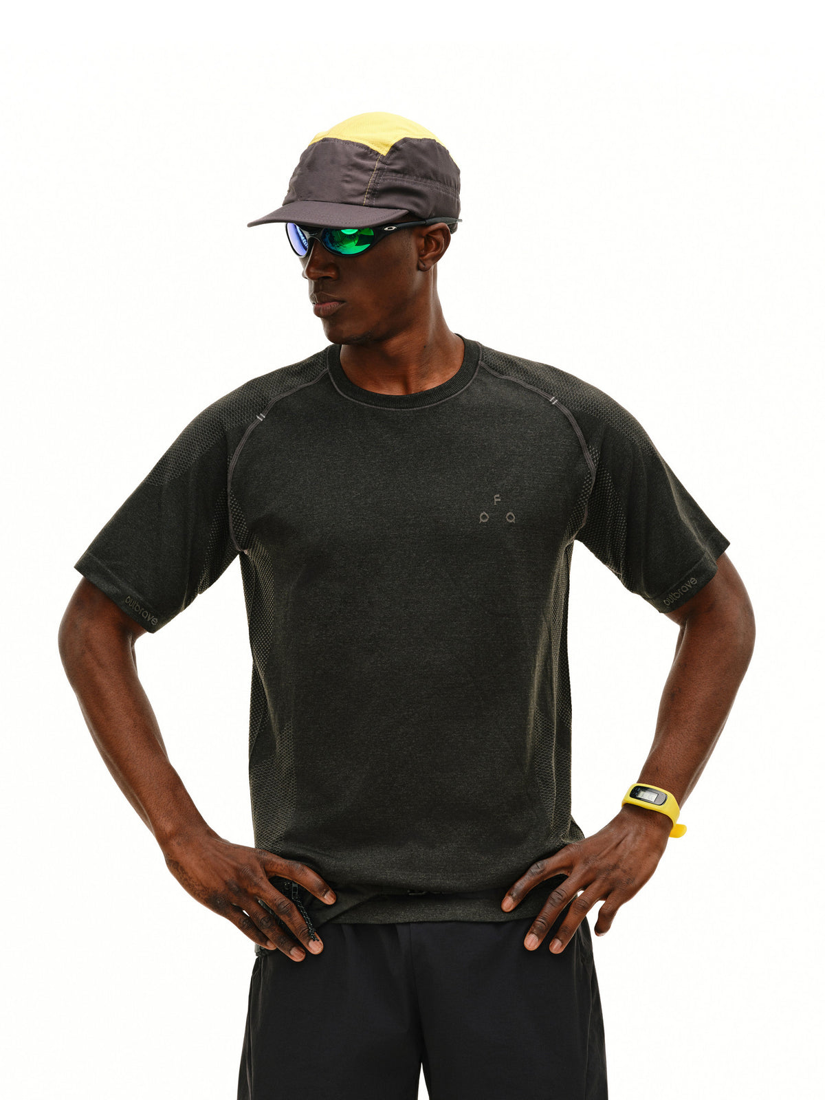 FPA One-Piece Knit Texture Short Sleeve T-Shirt for Men - Summer Round Neck Contrast Color Fitness Outdoor Sports Tee