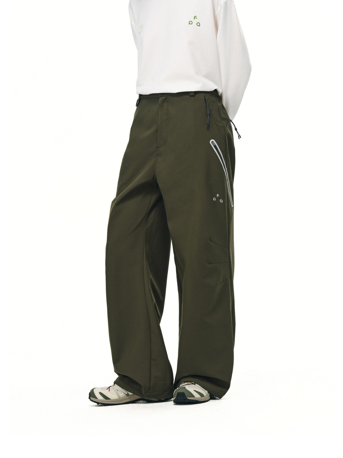 FPA Outdoor Teflon Three-Proof Reflective Zipper Breathable Hiking Trousers, Chinese Street Style Trendy Sports Black Pants