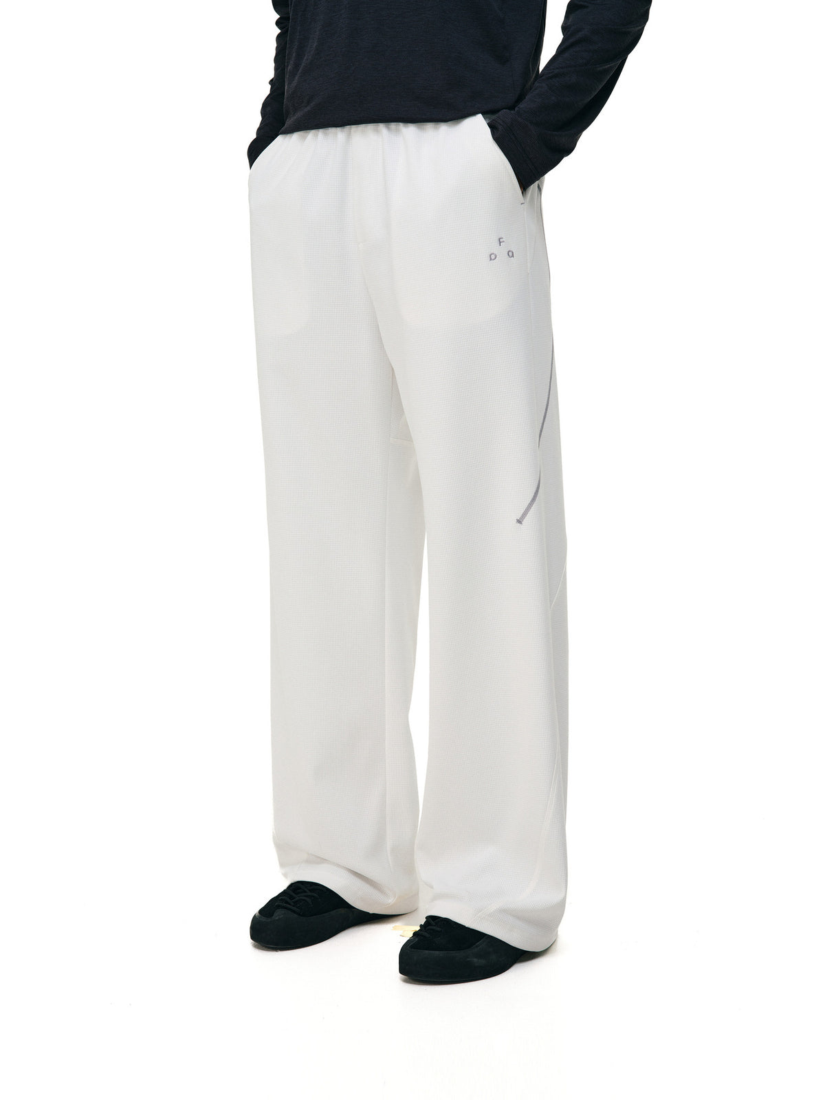 FPA Checkered Texture Casual Straight-Leg Pants – Contrast Color Athletic Outdoor Basic Logo Unisex Long Pants for Men
