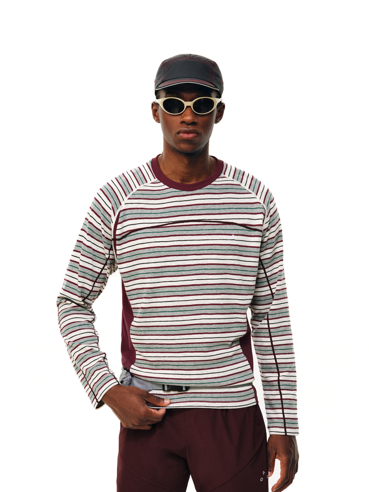 FPA Antibacterial Skin-Friendly Contrast Texture Stripe Long-Sleeve 2026 Autumn New Couple Round Neck Casual Sports T-Shirt