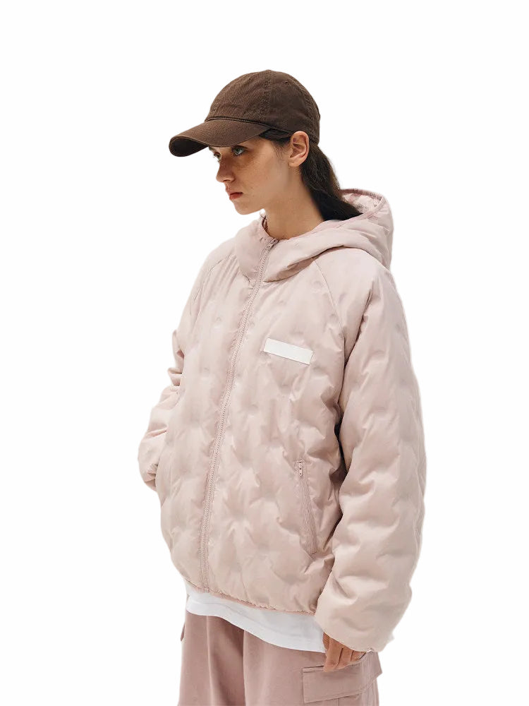Lightweight 90% White Duck Down FPA Embossed Hooded Down Jacket, Chinese Streetwear Autumn/Winter Coat