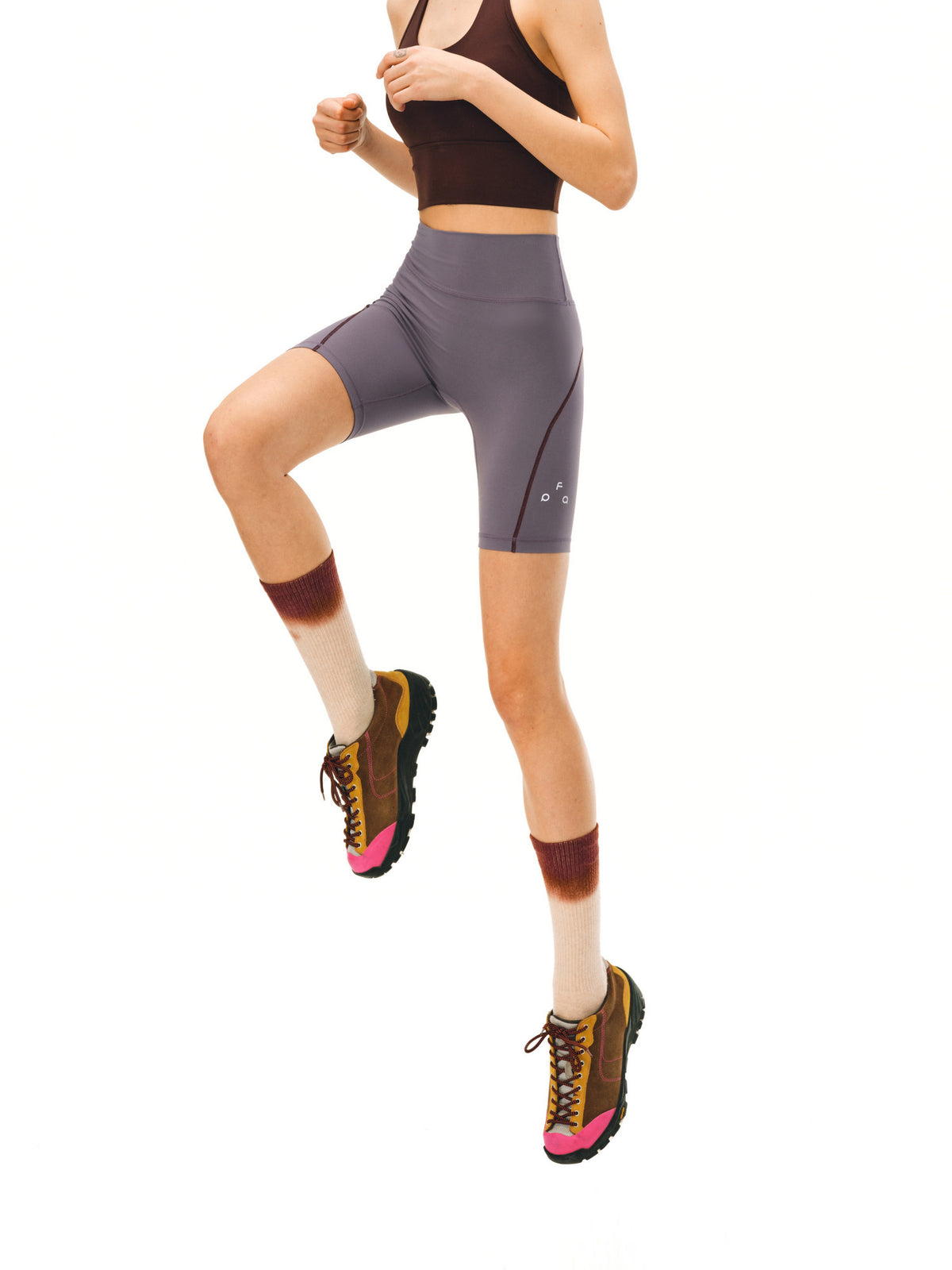 FPA Women's Outdoor Running Fitness Yoga Compression Shorts with Logo Seam Lines - Form-Fitting Base Layer Shorts