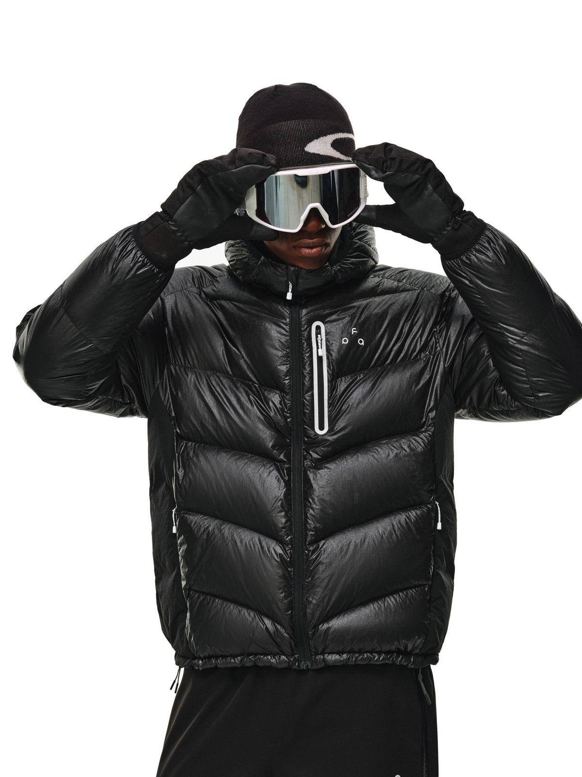 FPA Textured Patchwork Hooded Down Jacket - Winter Thick Warm Outdoor Sports Contrast Color Design Down Coat