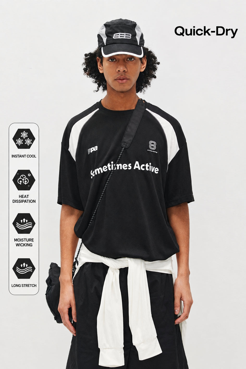 FPA Quick-Dry Breathable Mesh Sports Short Sleeve T-Shirt - Summer Chinese Streetwear Loose Round Neck Casual Fitness Tee for Men