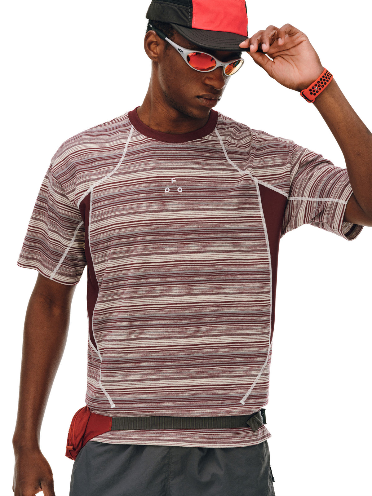 FPA Striped Color-Block Short Sleeve T-Shirt for Men and Women, Outdoor Sports Casual Summer Tee