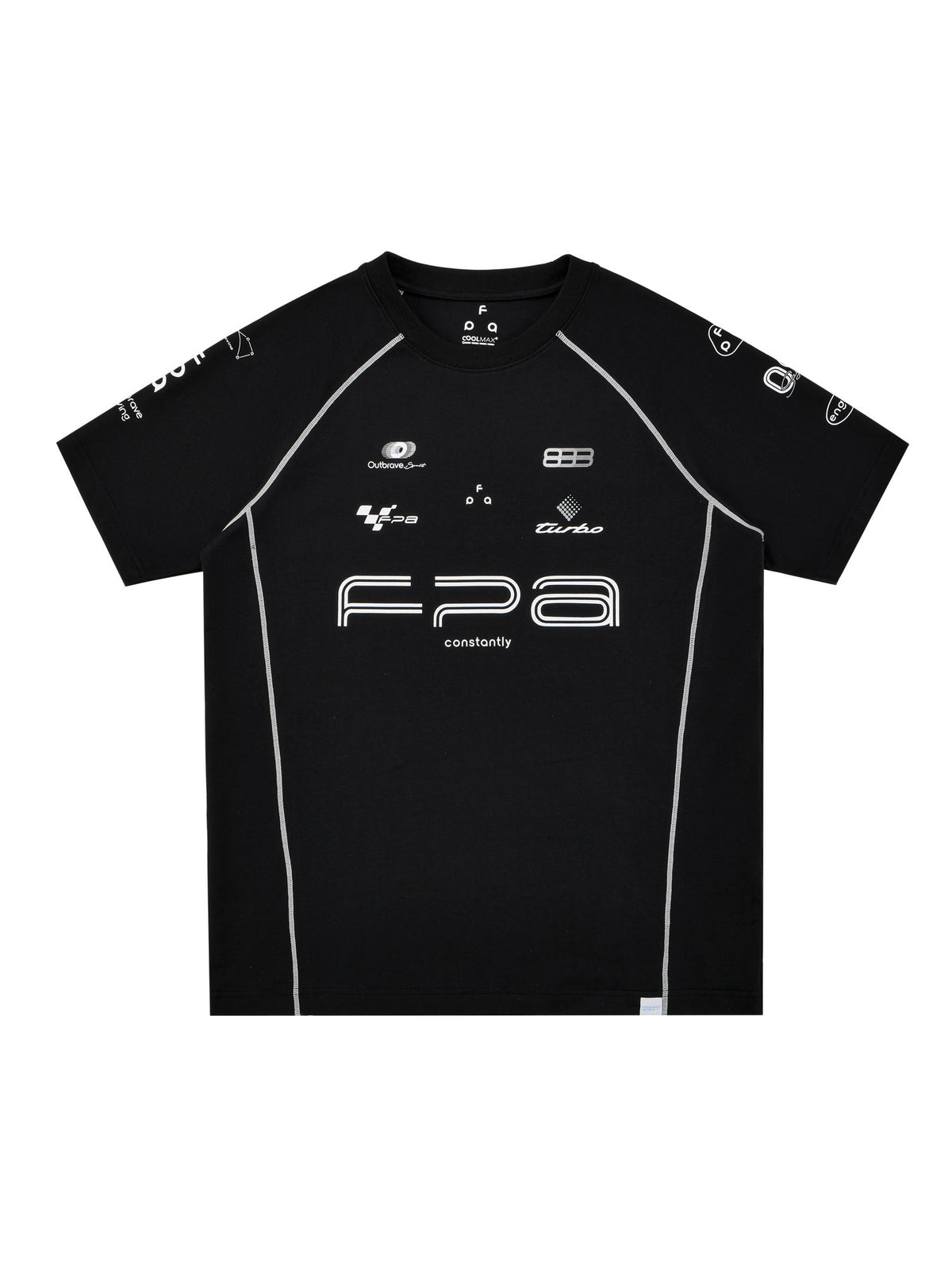 FPA COOLMAX Racing Contrast Stripe Athletic Short Sleeve Tee – Summer Quick-Dry Cool-Touch Fitted Crew Neck T-Shirt for Men