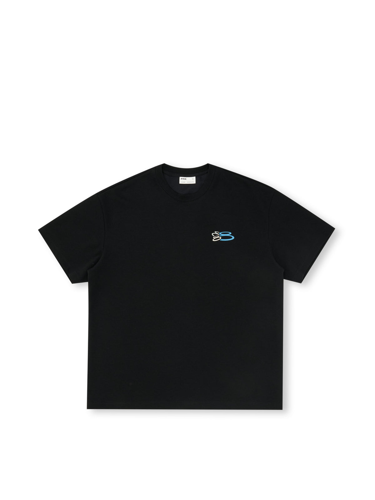 FPA Colorful Logo Short Sleeve T-Shirt - Chinese Streetwear Trend, Heavyweight, Loose Fit, Summer, Crew Neck, Couple Style, Black