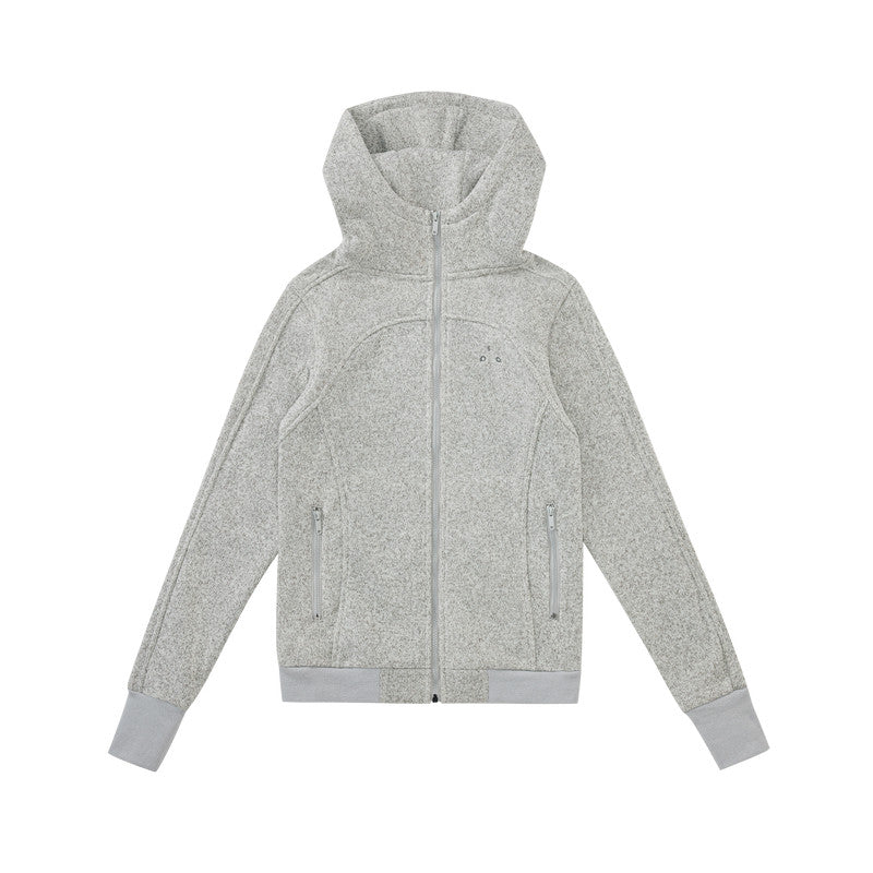 FPA Slim Fit Outdoor Thermal Fleece Zip-Up Jacket – Chinese Street Style Casual Hooded Short Coat for Women