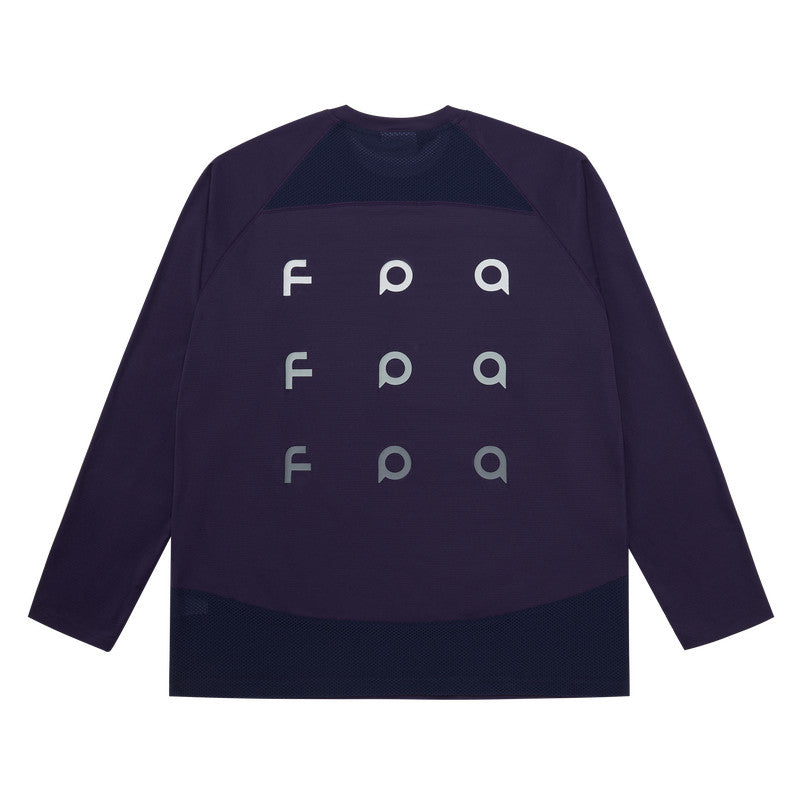 FPA Gradient Logo Textured Panel Long Sleeve T-Shirt for Couples – Contrast Color Print Outdoor Sports Quick-Dry