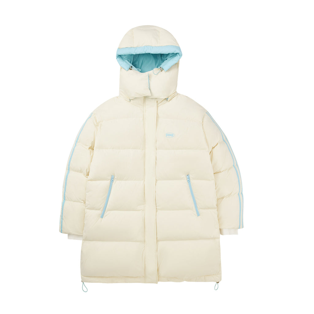 FPA Color-Block Hooded Mid-Length Down Jacket, Chinese Streetwear Brand, Loose Unisex Winter Thick Down Coat for Men