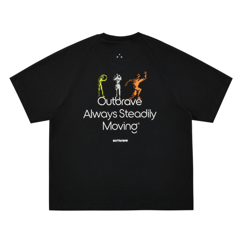 FPA Running Pattern Contrast Color COOLMAX Sports T-Shirt Outdoor Cool Touch Breathable Crew Neck Couple Style Summer Short Sleeve