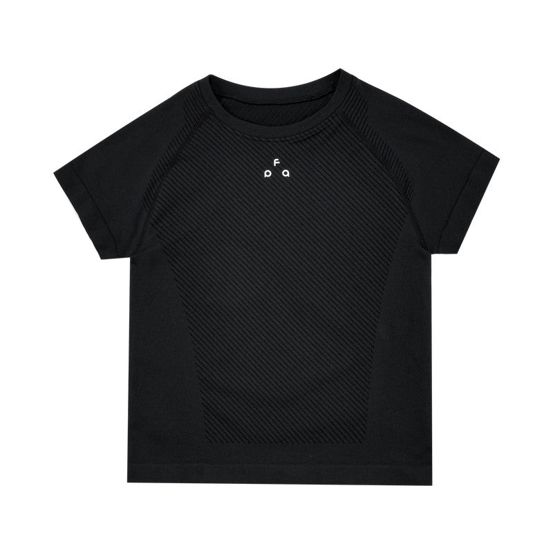 FPA Women's Round Neck Seamless Knit Short Sleeve T-Shirt - Basic Logo Casual Slim Fit Summer Tee