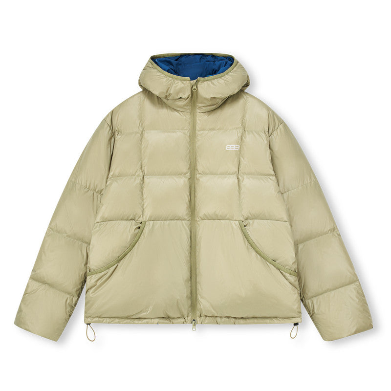 FPA Short Quilted Down Jacket for Women and Men, Winter Thick Warm Hooded Puffer Coat, Casual Loose Fit