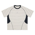 FPA Sports Texture Striped Color-Block T-Shirt Summer American Retro Crew Neck Couple Style Streetwear Short Sleeve