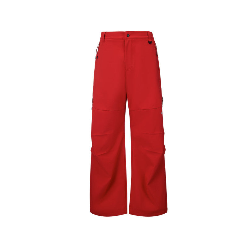FPA Outdoor Softshell Four-Way Stretch Skin-Friendly Drape Zipper Trousers Casual Red Sports Pants