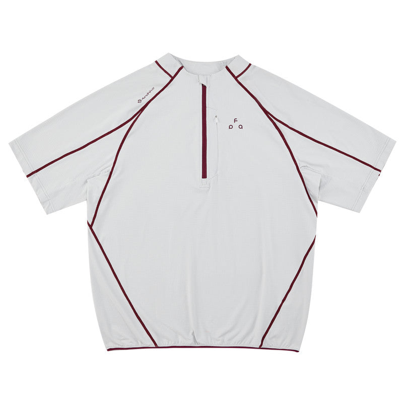 FPA Sports Contrast Stitch Short Sleeve Summer Outdoor Quick-Dry Cool Half-Zip Cycling Shirt Casual Couple T-Shirt