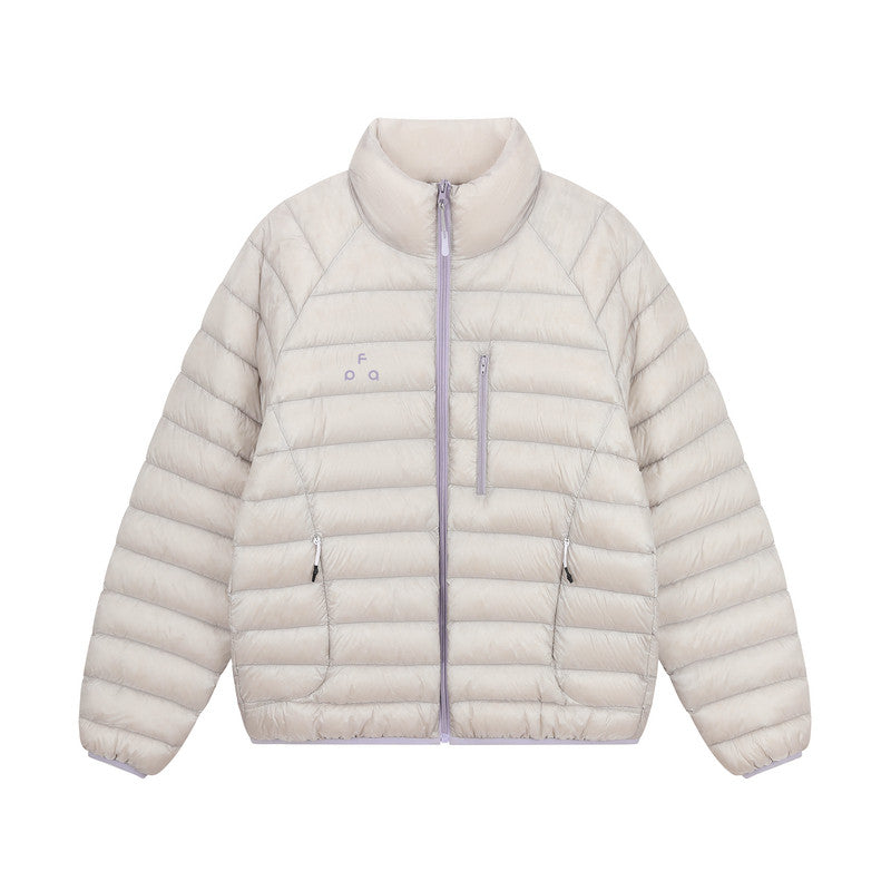 FPA Contrast Logo Printed Down Jacket – Autumn/Winter Lightweight Stand Collar Casual Couple Outdoor Coat