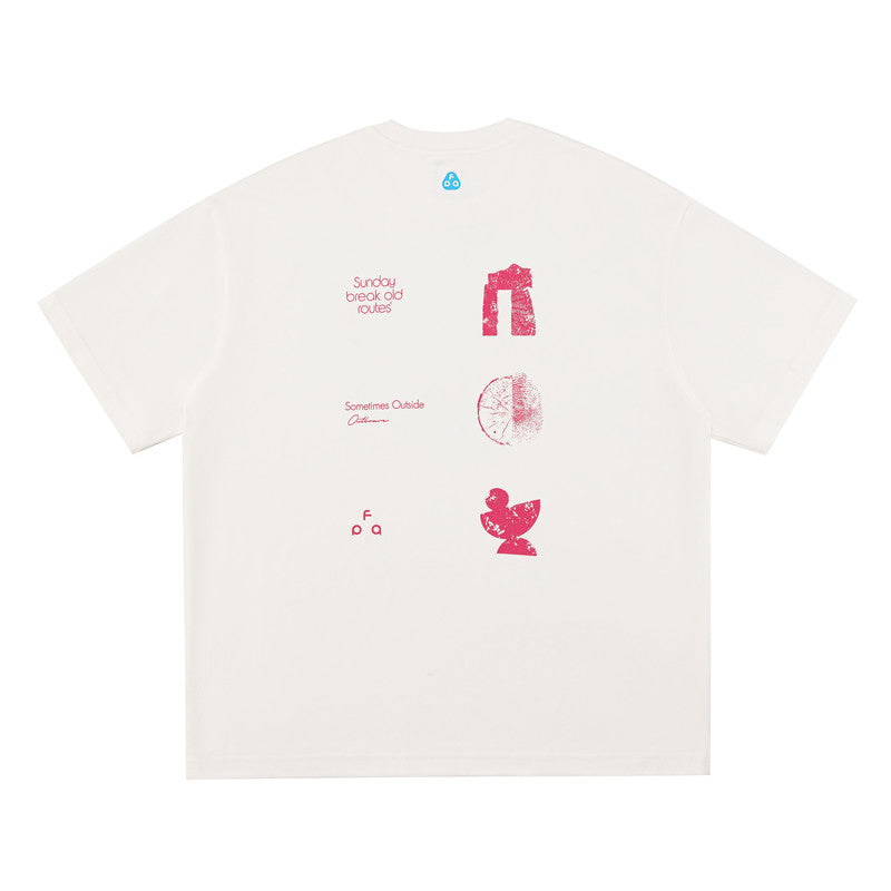 FPA Natural Elements Text Typography Short Sleeve T-Shirt – Summer Outdoor Sports Cool & Quick-Dry Couple Printed White Tee
