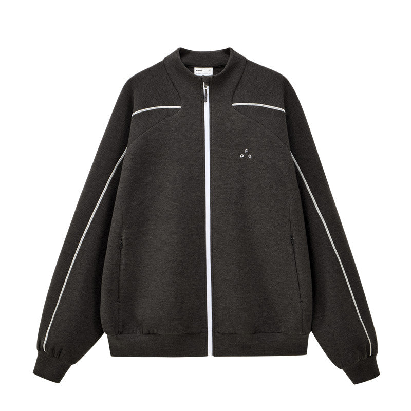 FPA Light Fleece Double-Sided Space Cotton Stand Collar Hoodie - Spring/Fall Sports Color-Block Zipper Casual Cardigan for Men