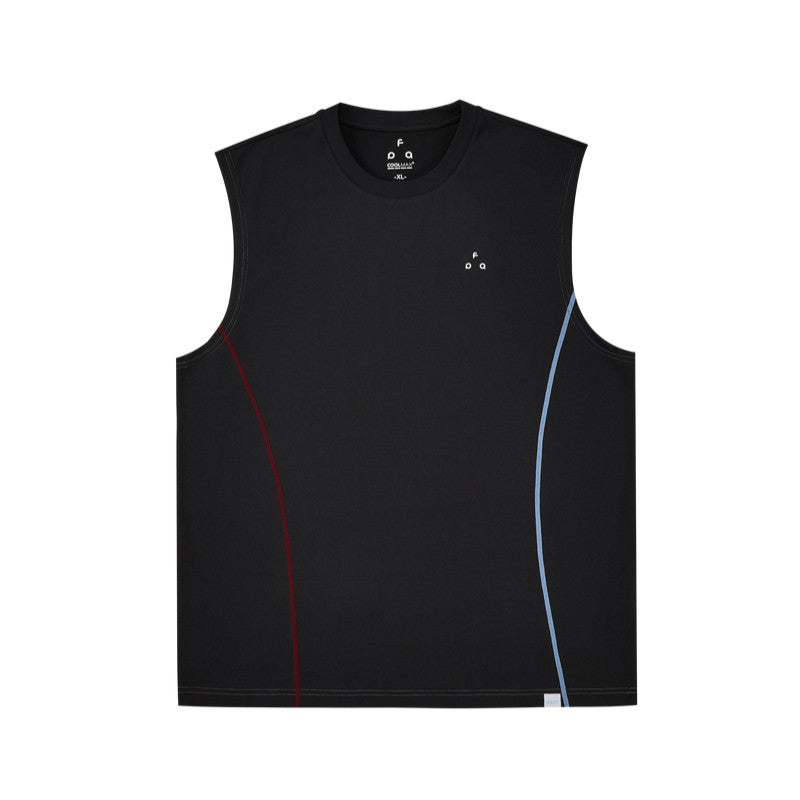 FPA Coolmax Color-Block Fitness Casual Vest Summer Basic Logo Outdoor Running Sleeveless T-Shirt for Men