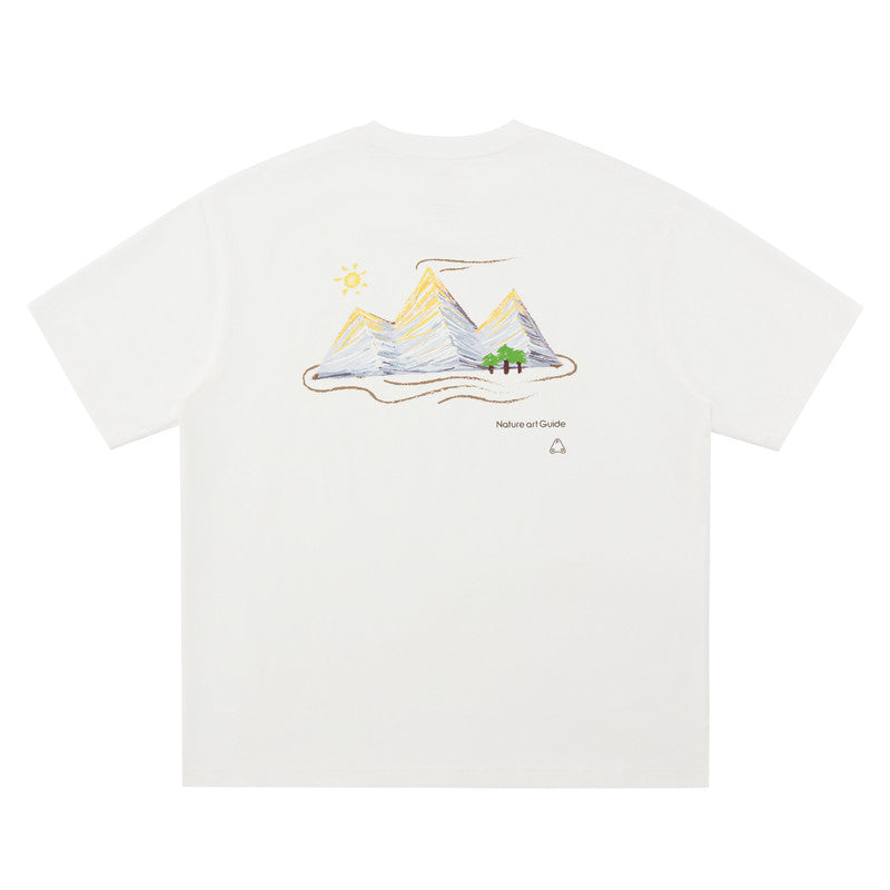 FPA COOLMAX Lyocell Mountain Print Short Sleeve T-Shirt for Men - Summer Cooling Breathable Crew Neck Athletic Tee