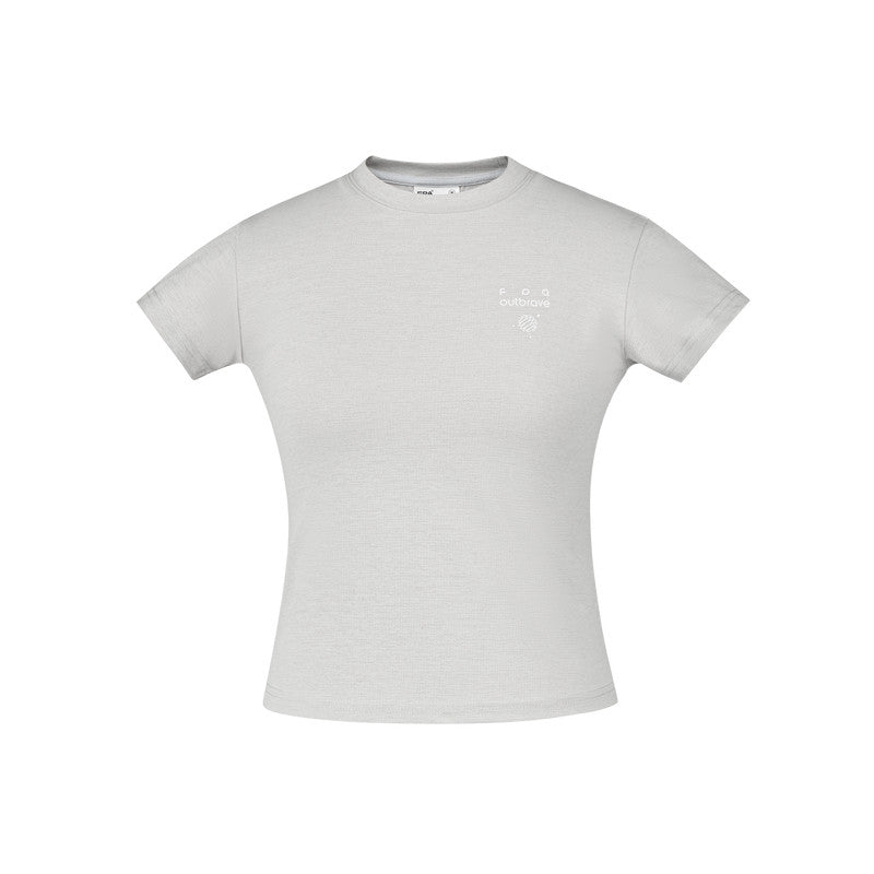 FPA Women's Quick-Dry Breathable Wrinkle-Resistant Track Print Slim Fit Short-Sleeve Crew Neck Yoga T-Shirt