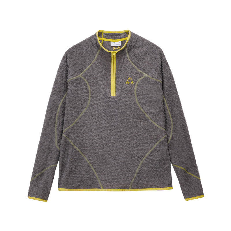 FPA Half-Zip Fleece Outdoor Long-Sleeve Shirt for Spring and Autumn, American Casual Sporty Retro Design Tee