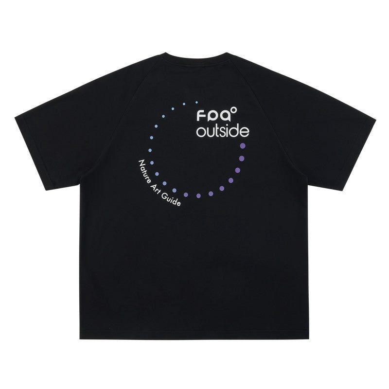 FPA Polka Dot COOLMAX Graphic Slogan Short Sleeve T-Shirt for Outdoor Sports, Round Neck, Unisex, Black and White