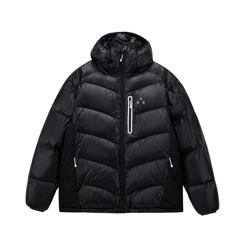 FPA Textured Patchwork Hooded Down Jacket 90% Down Warm Outdoor Sports Couple Winter Down Coat for Men