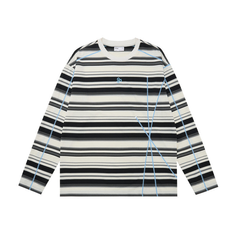 FPA Color-Block Striped Long-Sleeve Tee, Early Autumn 2026 New Arrival, Crew Neck Couple Style, Premium Heavyweight Casual T-Shirt