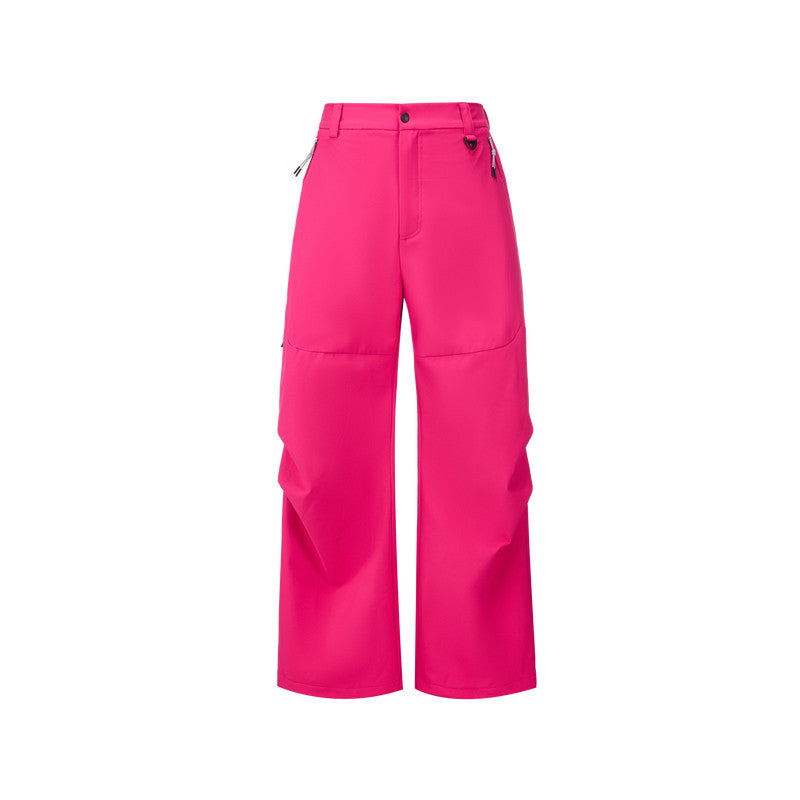 FPA Outdoor Soft Shell Four-Way Stretch Skin-Friendly Drape Zipper Trousers - Trendy Hiking Windproof Loose Casual Pants