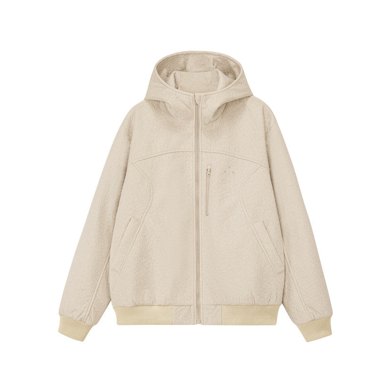 FPA Hooded Relaxed Fit Suede Bio-Fleece Zip-Up Jacket