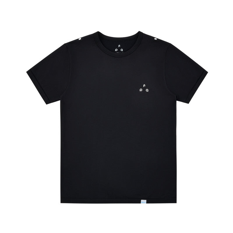 FPA COOLMAX Seamless Knit Short Sleeve T-Shirt - Summer Cool & Breathable Basic Logo Tee for Couples in Black and White