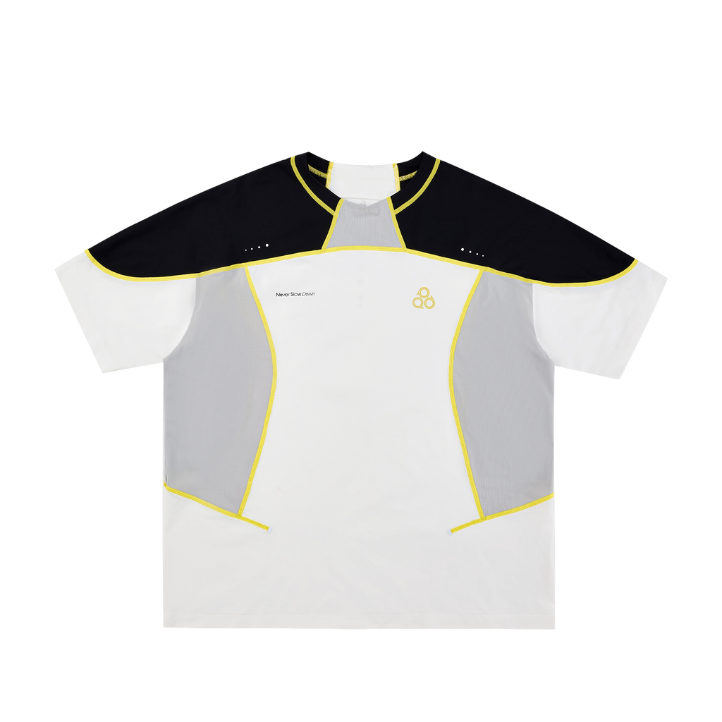 FPA Quick-Dry Color-Block Breathable Short-Sleeve T-Shirt, Summer Perforated Seam Detail, Round Neck, Couple Style, Casual Sports Tee