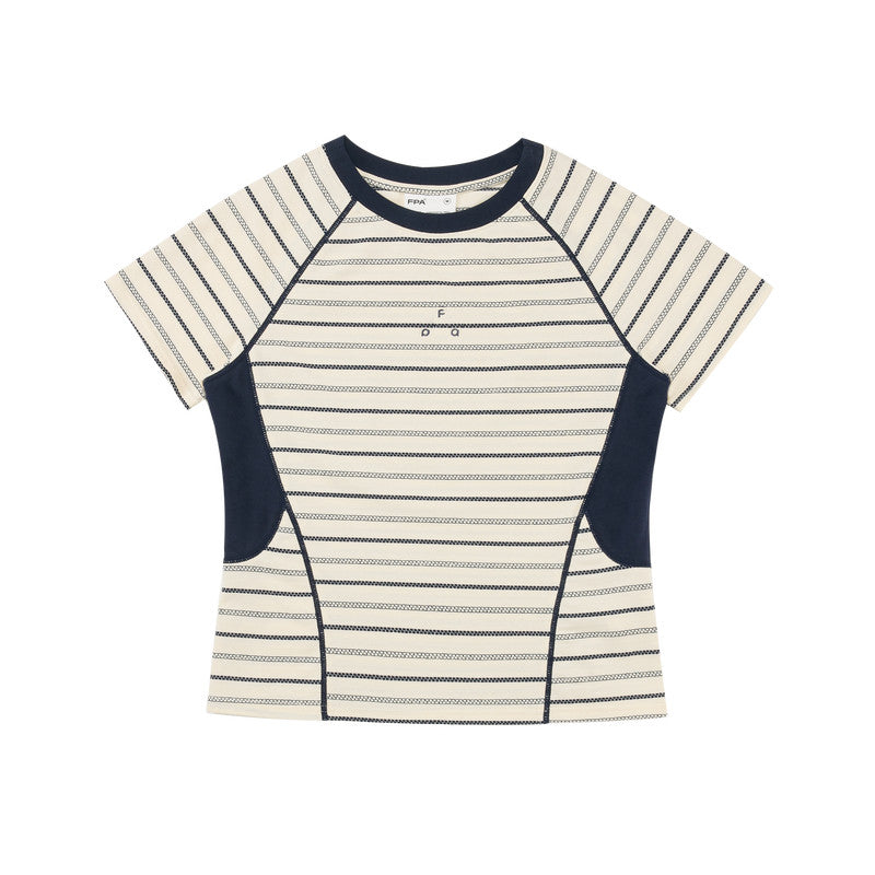 FPA Striped Color-Block Short Sleeve T-Shirt 2026 New Round Neck Casual Sports Slim Fit Tee
