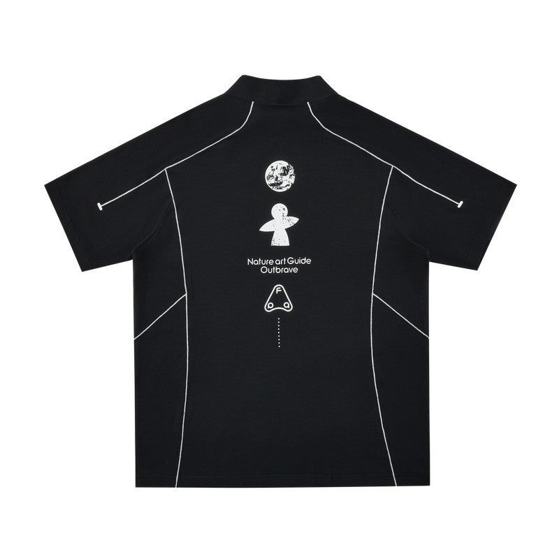 FPA Half-Zip Breathable Cycling Reflective Short Sleeve Outdoor Sports Fitness Summer Printed Casual T-Shirt for Men